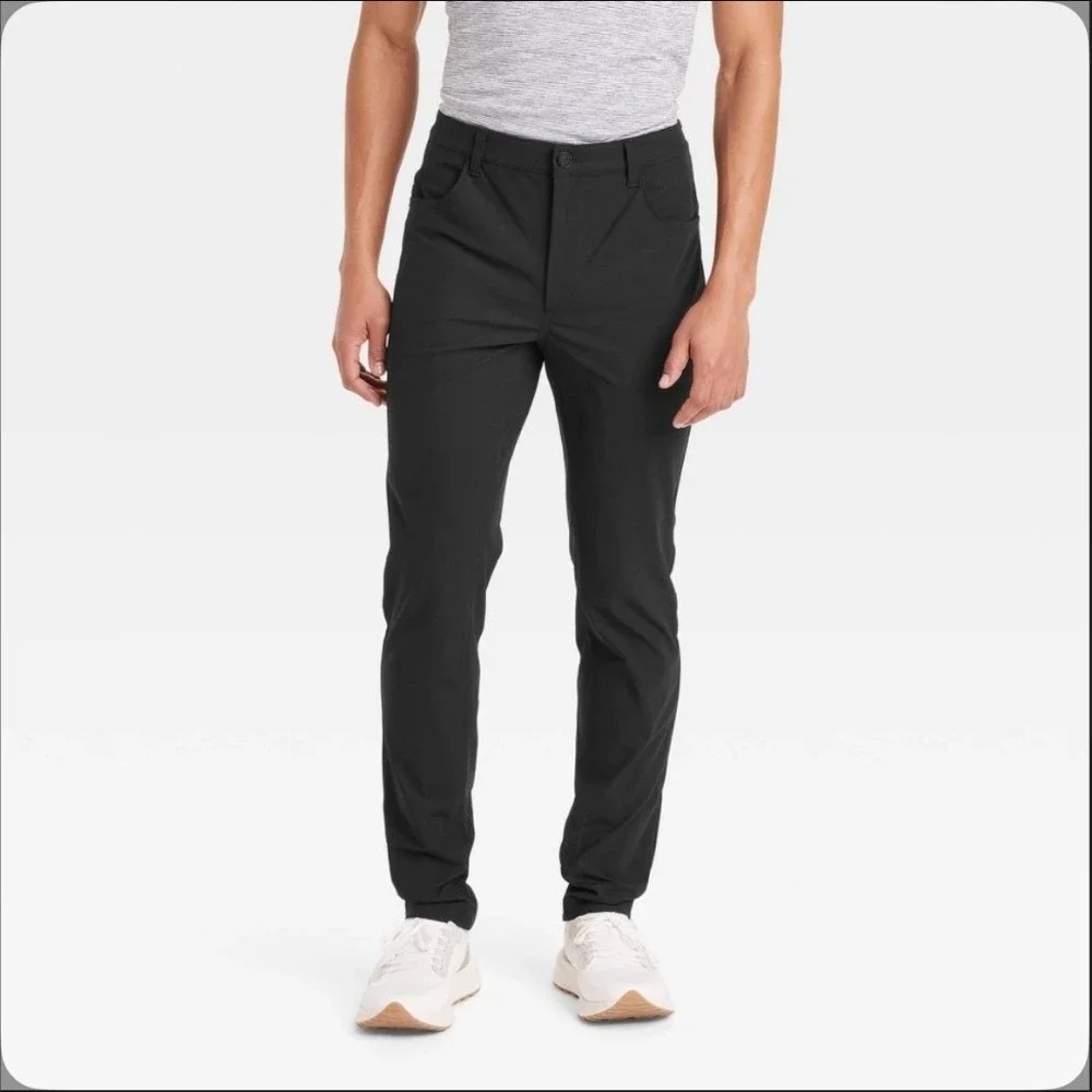 All in Motion Mens Golf Pants Black 32x32 Slim Straight Stretch Performance